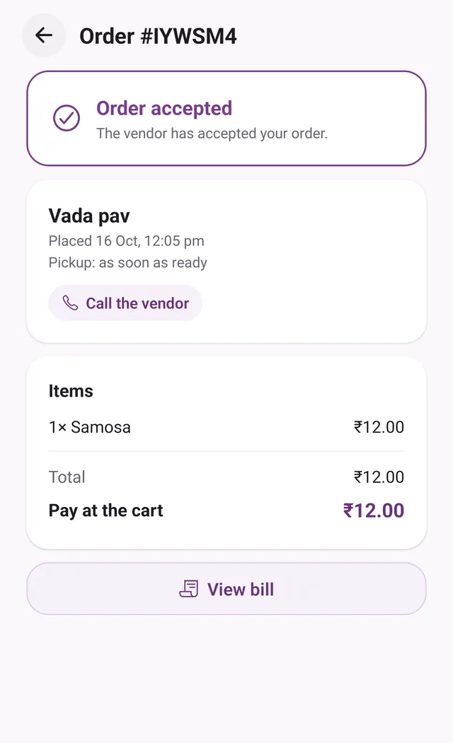 Grubbiee order details screen